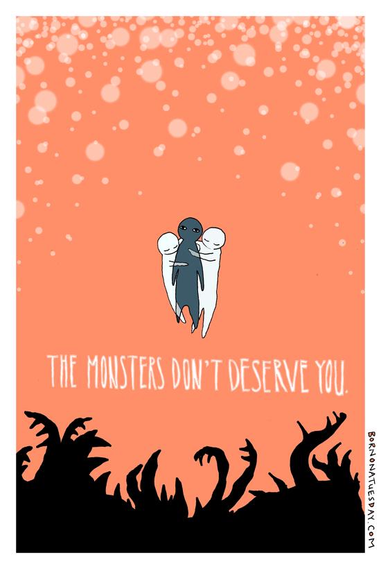 sometimes i draw a comic to try to pull myself out of the monsters' jaws, and it helps a little; i hope looking at it helps a little too, pals