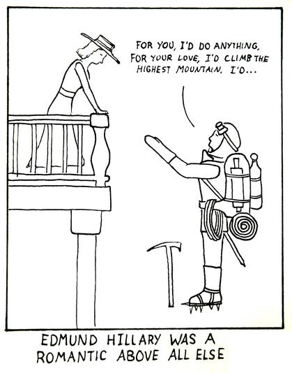 thanks to Tristan Glen for the guest comic! (in honour of the 61st anniversary of the first climb to the summit of Everest, on Thursday)