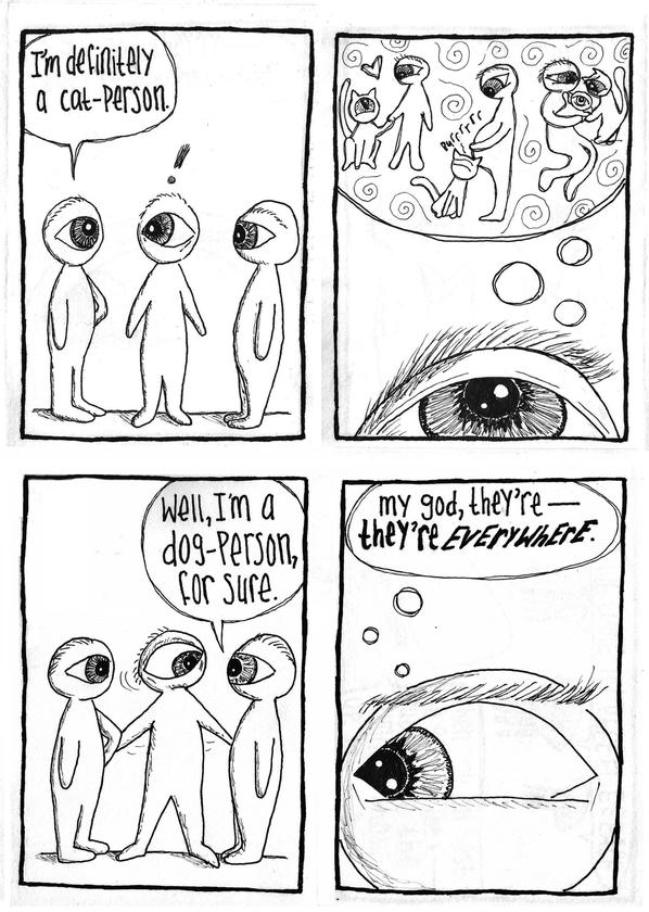 hey guys remember that time that humans had bodies like teletubbies and their only distinguishable facial features were a single eye and its accompanying eyebrow? ..... yeah me too