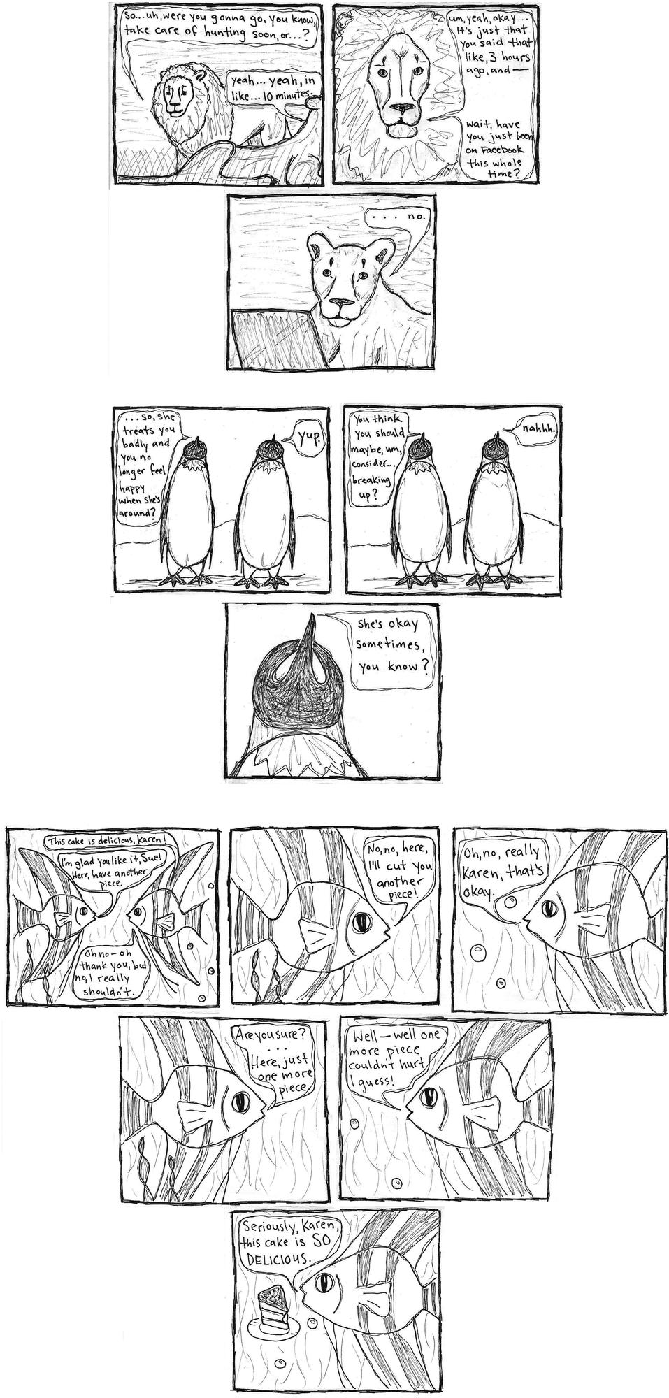 what the hell man, penguins can't talk! what a friggin' inaccurate comic.